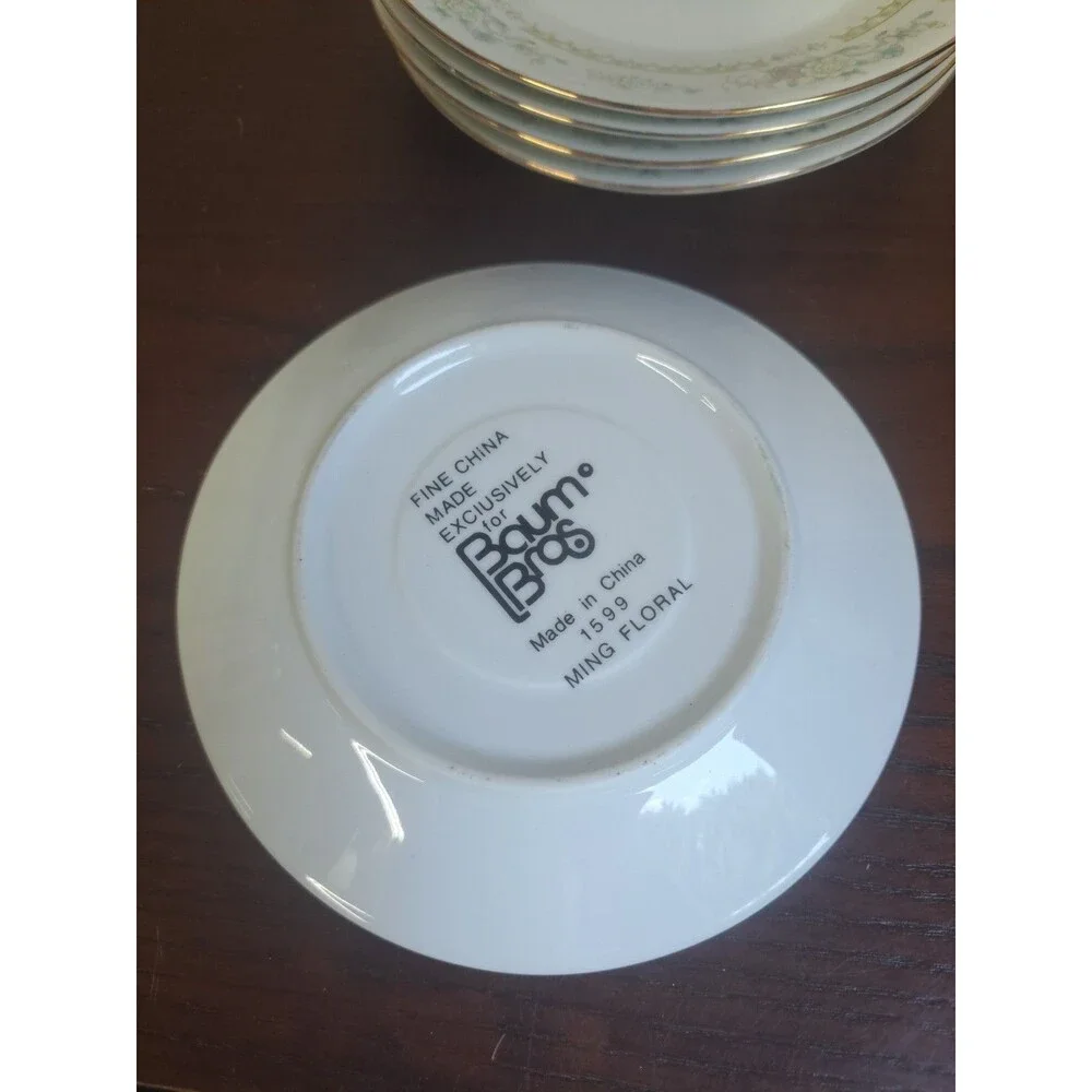 Swt Of 5 1980s Baum Bros. Ming Floral China Saucers 1599